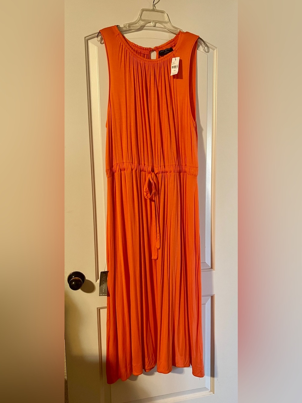 Lane Bryant Orange Sleeveless Drawstring Maxi Dress